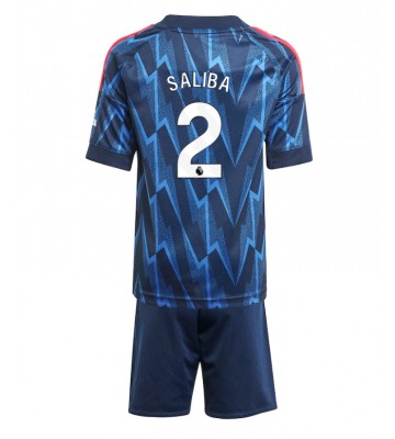Lacne Dětský Futbalové dres Arsenal William Saliba #2 2025-26 Krátky Rukáv - Preč (+ trenírky)